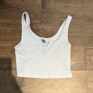 TNA Off-White Ribbed Crop Top